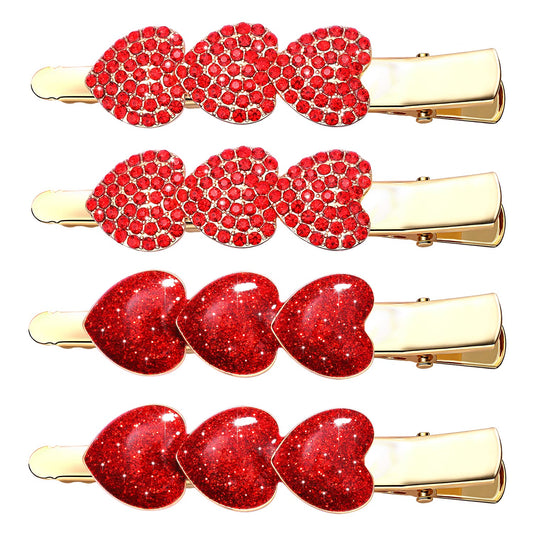 4PCS Valentine's Day Hair Clips for Women Rhinestone Heart Hairpins Glitter Heart Barrettes Enamel Hair Accessory Valentine's Day Gifts for Women Beauty & Personal Care JERTOCLE