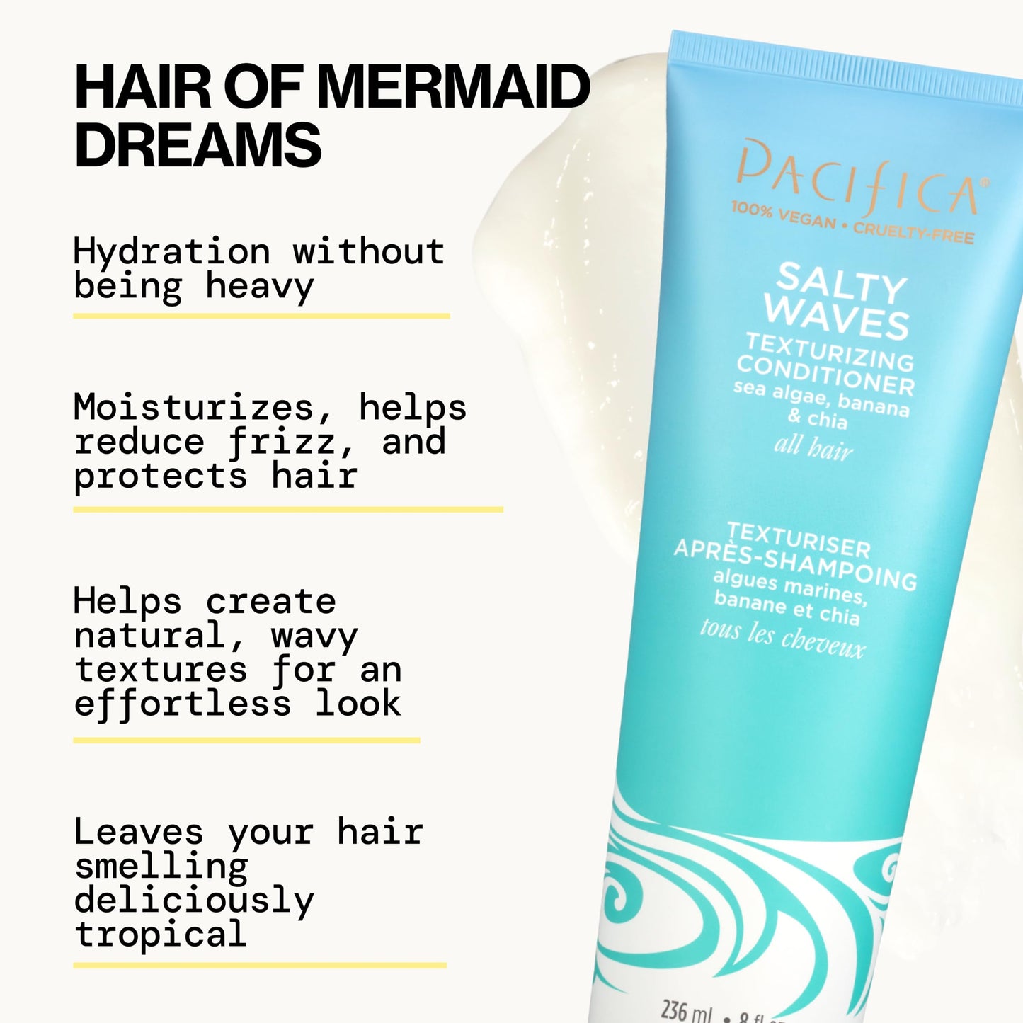 Pacifica Beauty Salty Waves Texturizing Shampoo + Texturizing Conditioner | For All Hair Types | Perfect and Effortless Beach Hair | 100% Vegan Beauty & Personal Care Pacifica