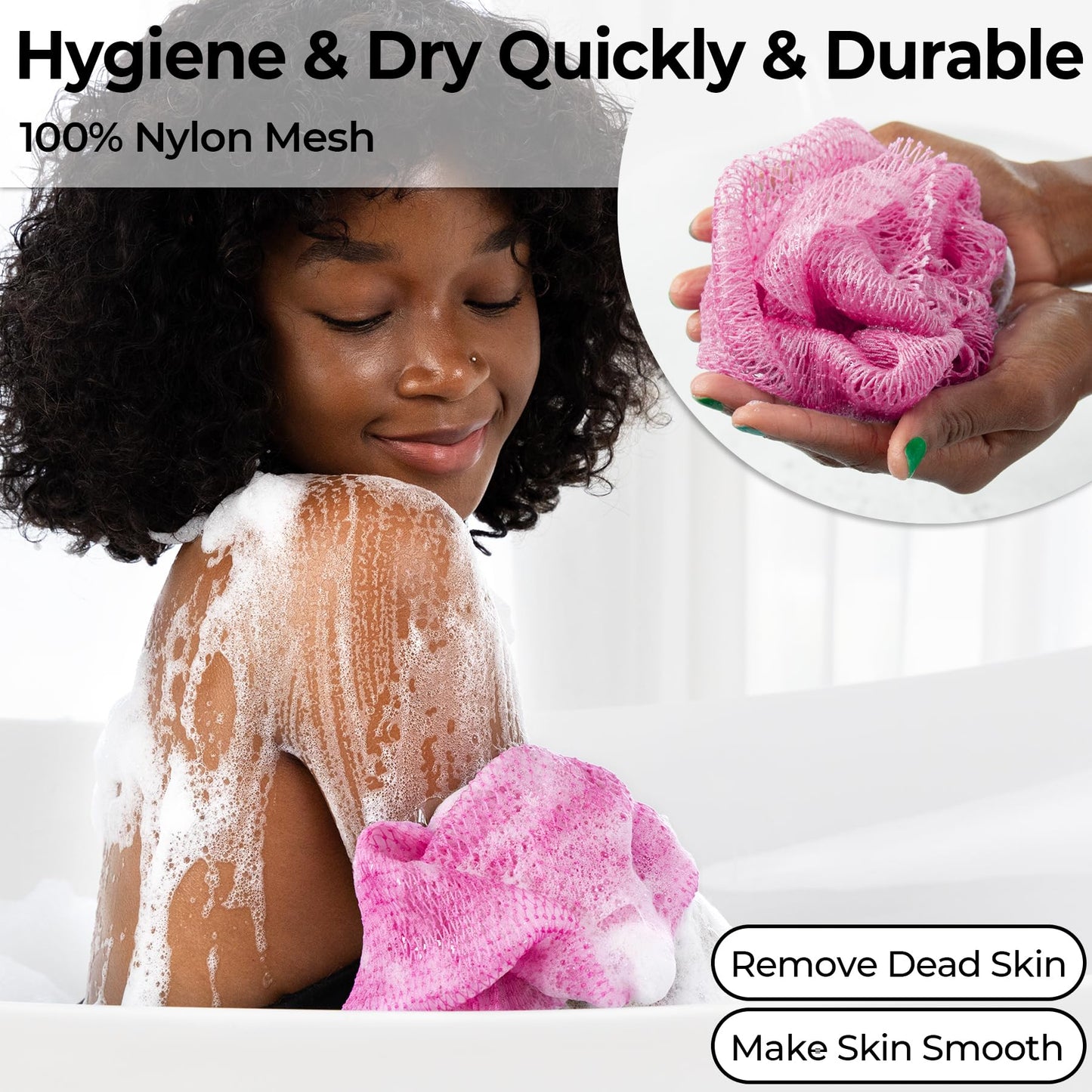 African Net Sponge Authentic - Afro Scrub Exfoliating Net Sponge with Knots - African Bath Sponges for Body Scrubber Exfoliator - Back Scrubber Beauty and Personal Care MINISENTIALS