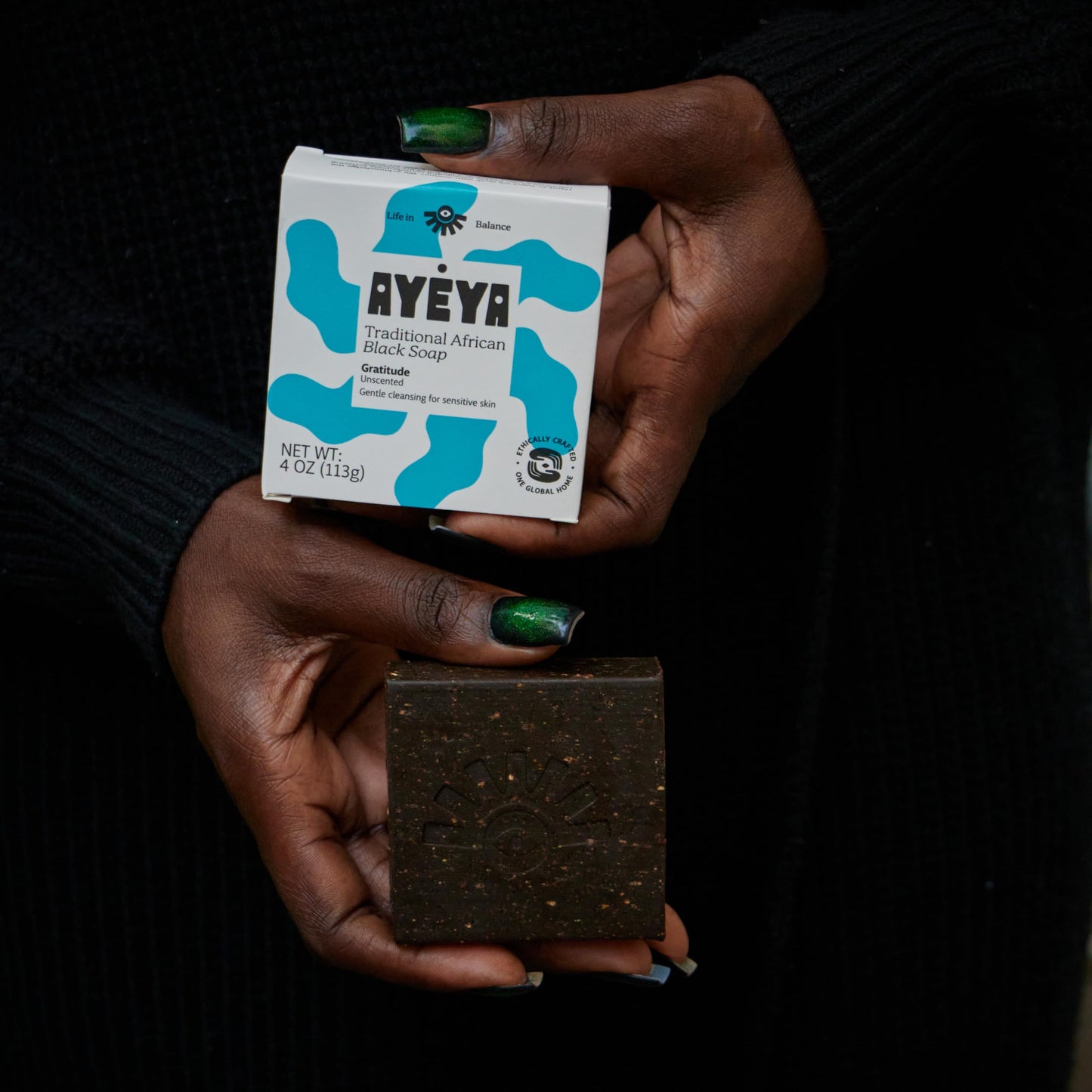 AYÉYA African Black Soap Bar, Fragrance Free (Gratitude) - Exfoliating Bar Soap for Dry, Combination, Sensitive, Acne-Prone Skin, 4 Oz Beauty & Personal Care Ayeya