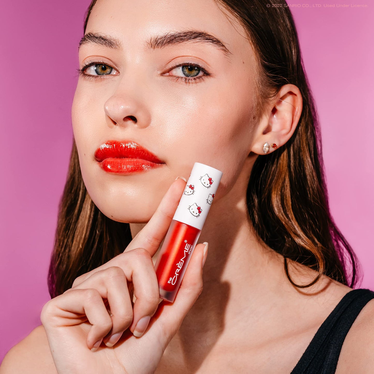 The Crème Shop x Hello Kitty | Kawaii Kiss Moisturizing Lip Oil - Apple | Ultra Hydrating Lip Moisturizer | Sheer Red Tinted Lip Gloss Beauty & Personal Care The Crème Shop