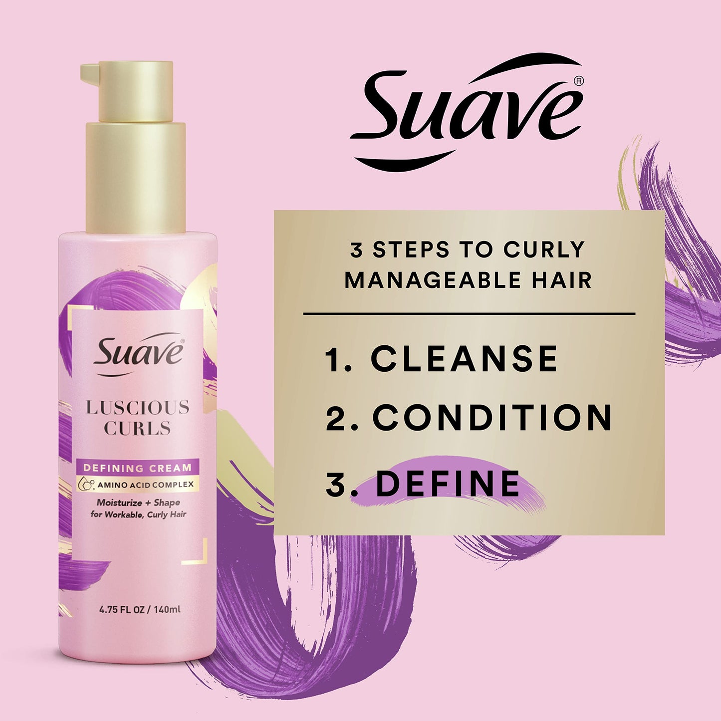 Suave Pink Luscious Curls Styling Cream Hair Cream for Luscious Curls Curl Defining Cream with Amino Acid Complex 4.75 oz Beauty & Personal Care Suave