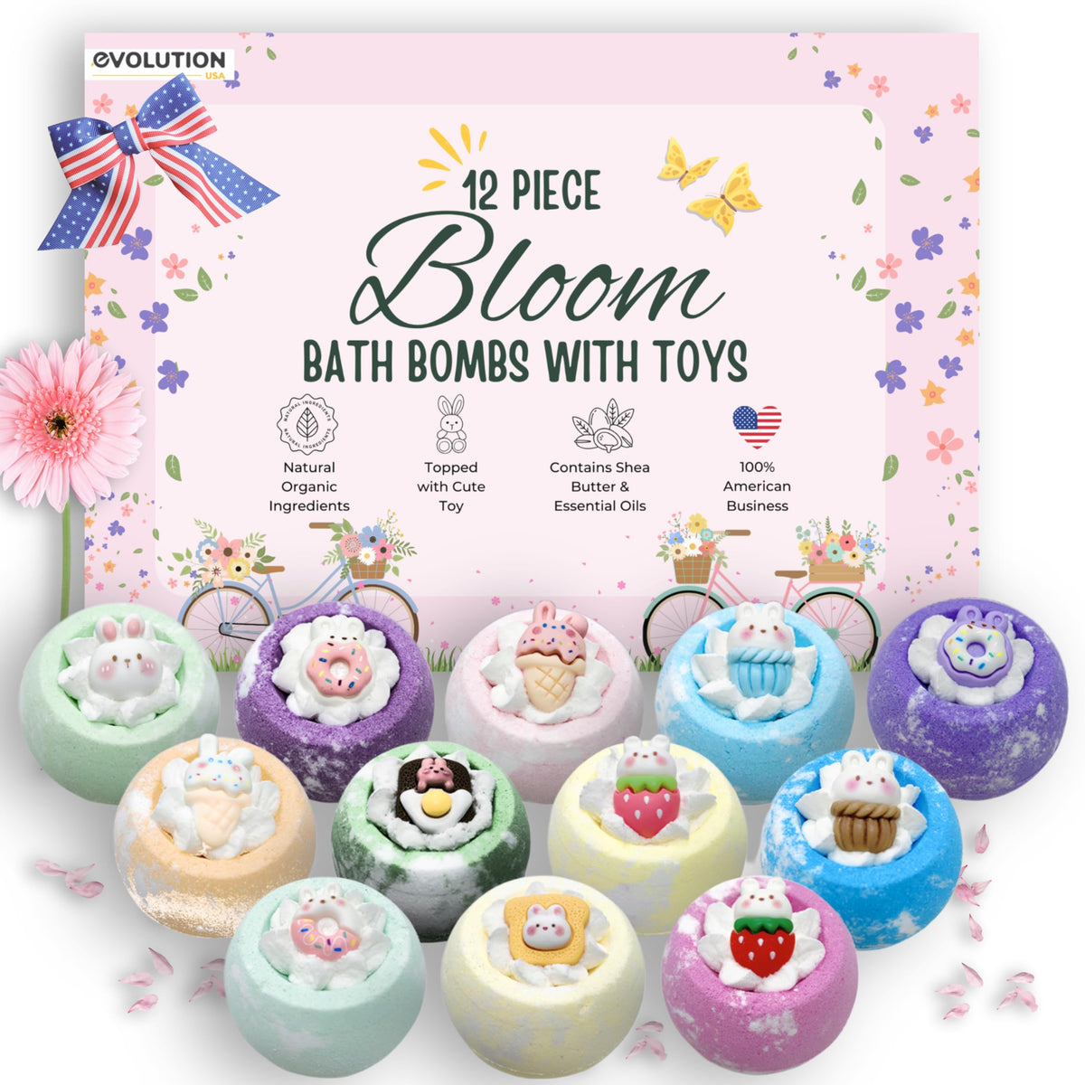 EvolutionUSA Inspire Bath Bombs for Women, 12 Gorgerous Flower Bath Bombs Topped with Dried Flowers, Luxurious Mother's Day Gift Set, Brithday Gift… Beauty & Personal Care EvolutionUSA