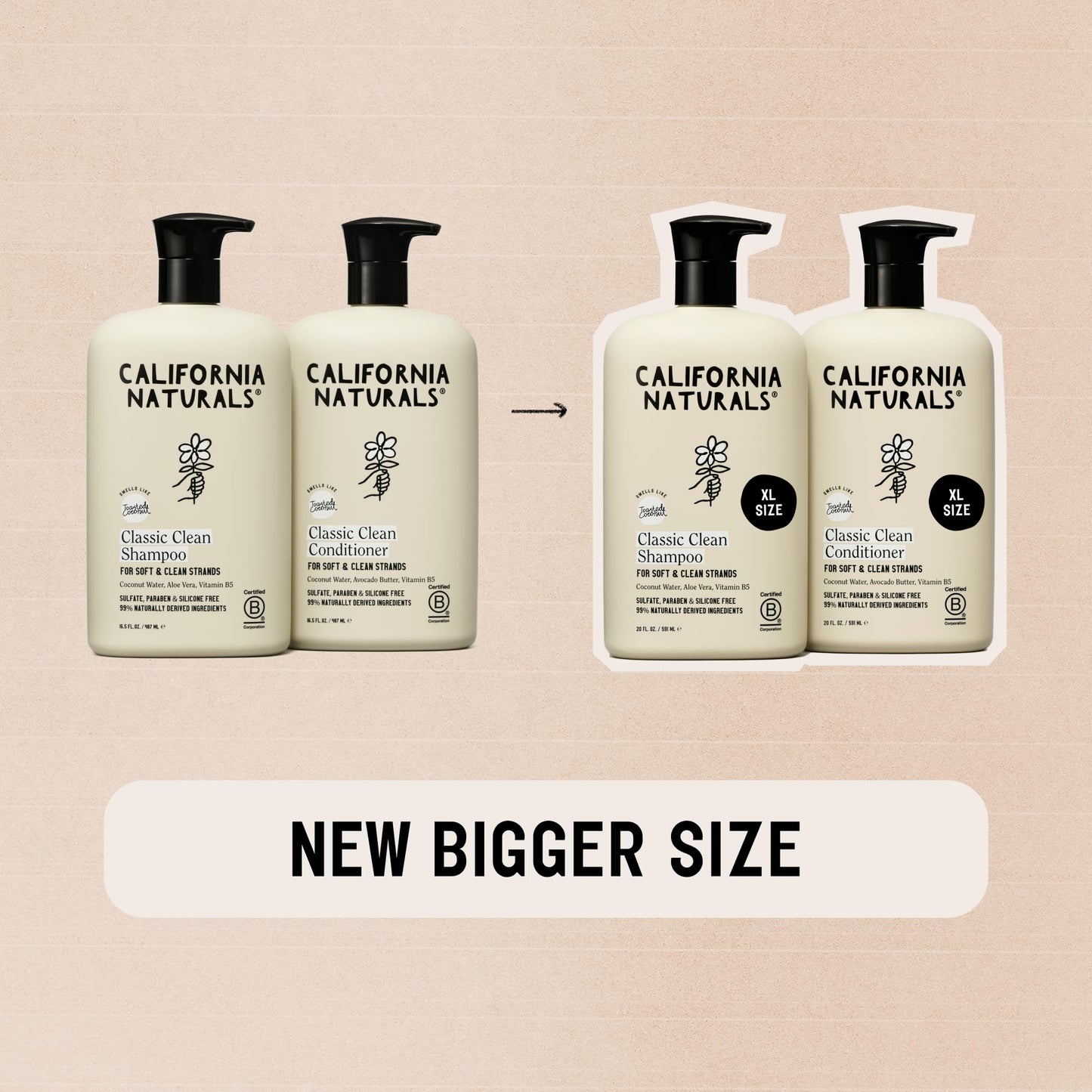 California Naturals Classic Clean Toasted Coconut Shampoo and Conditioner Set, Hair Care for Women & Men, Natural, Vegan, Cruelty, Silicone, Paraben Beauty & Personal Care California Naturals