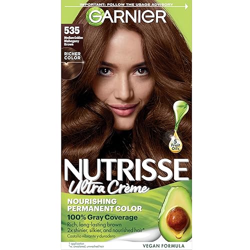 Garnier Hair Color Nutrisse Nourishing Creme, 535 Medium Golden Mahogany Brown (Chocolate Caramel) Permanent Hair Dye, 1 Count (Packaging May Vary) Beauty & Personal Care Garnier