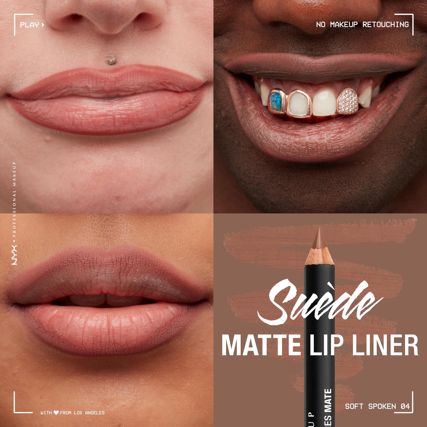 NYX PROFESSIONAL MAKEUP Suede Matte Lip Liner, Velvety-Smooth, Long-Lasting Formula For A Defined Lip Makeup Look - Soft-Spoken (Nude) Beauty & Personal Care NYX PROFESSIONAL MAKEUP