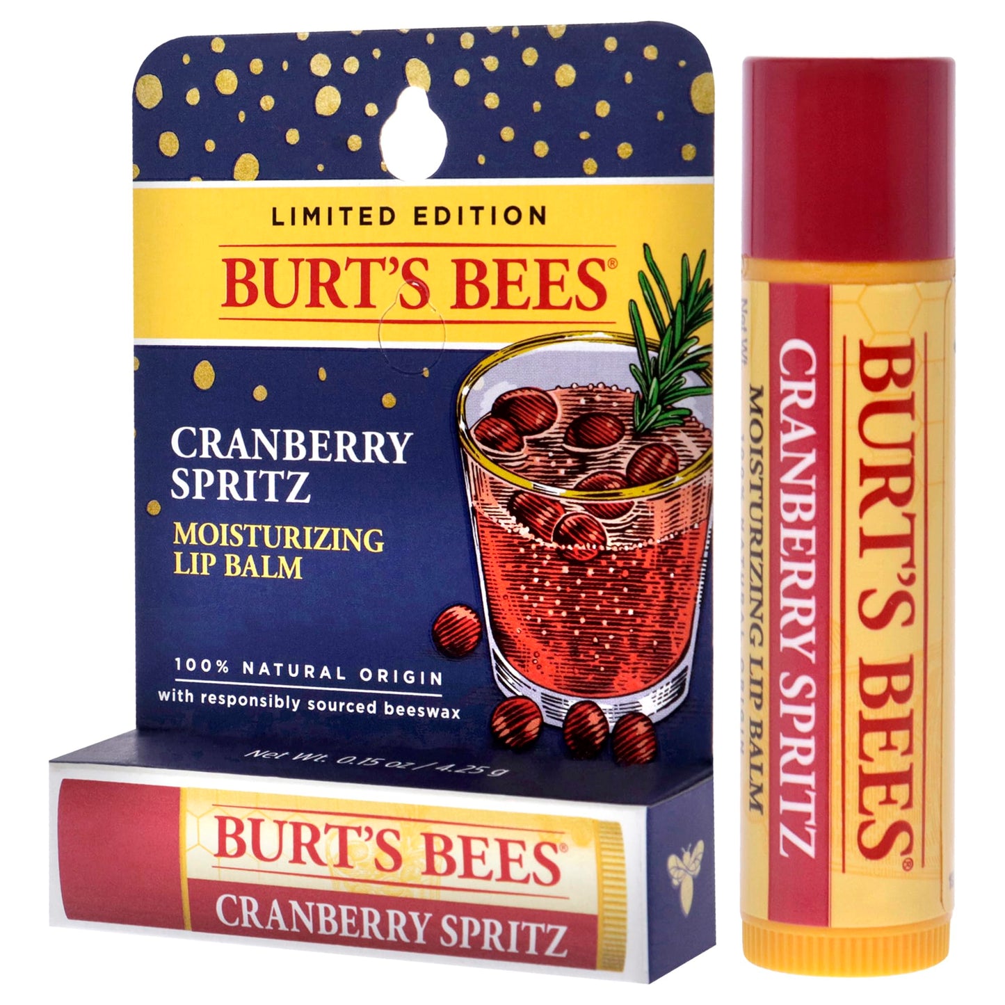Cramberry Spritz Moisturizing Lip Balm by Burts Bees for Unisex - 0.15 oz Lip Balm Beauty & Personal Care Burt's Bees