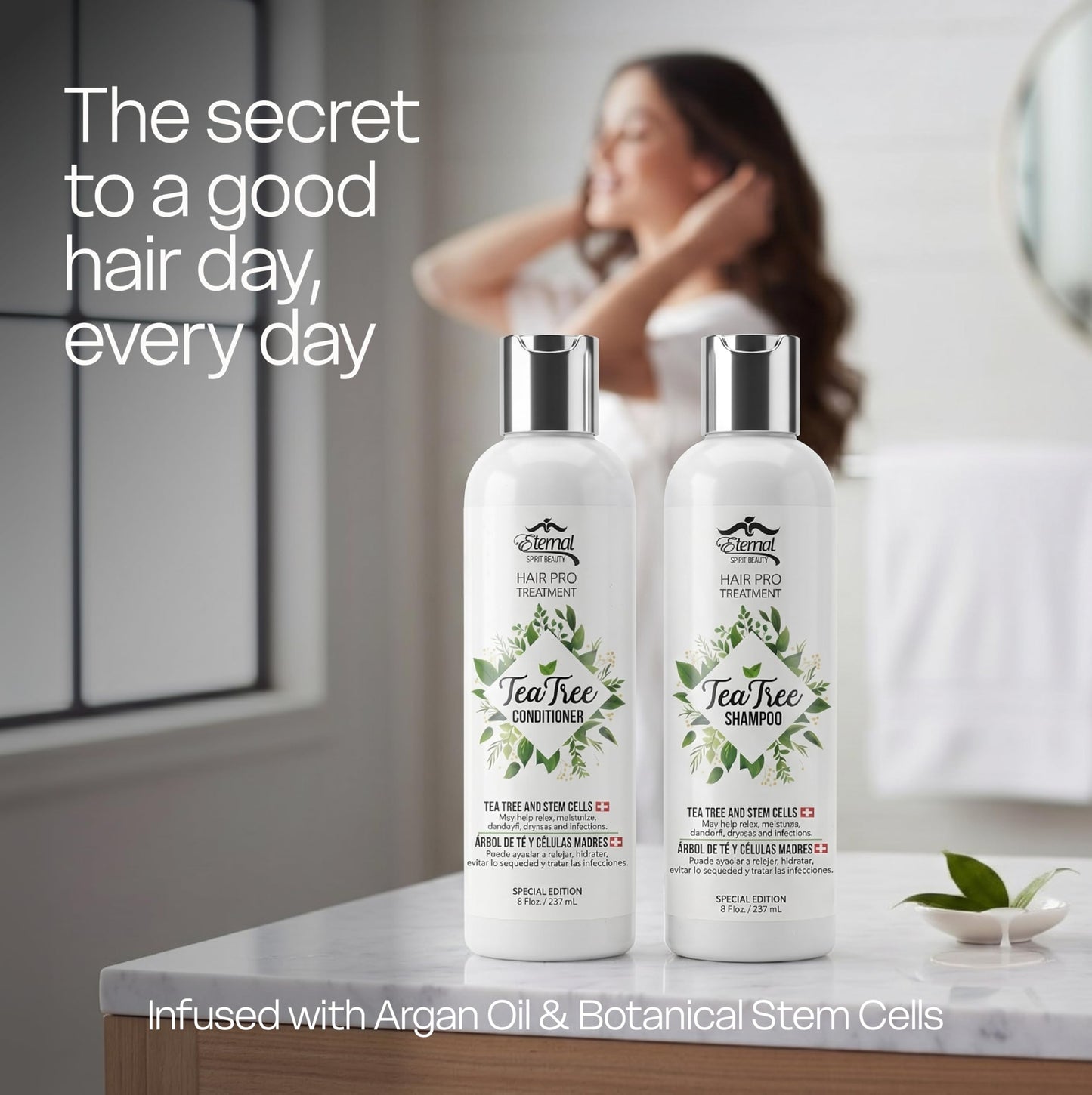 Eternal Spirit Beauty Hair Pro Tea Tree Set - Shampoo & Conditioner with Stem Cells, Argan Oil & Keratin - Revitalizing Scalp Care & Intensive Beauty & Personal Care Eternal Spirit Beauty