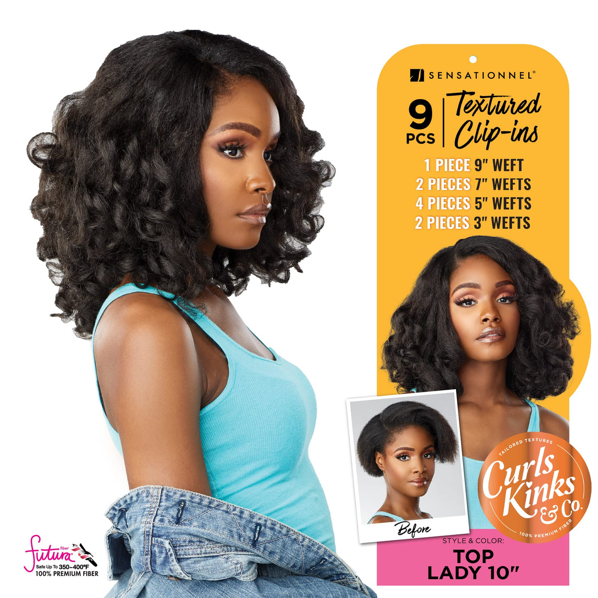 Sensationnel Curls Kinksandco Clip in-Top Lady 10 Inch,T2/27