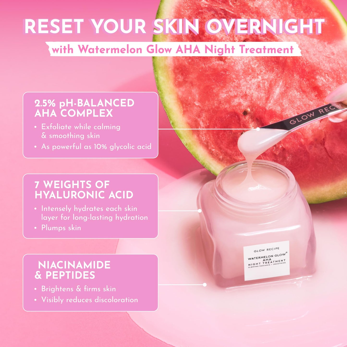 Glow Recipe Watermelon Glow AHA Night Treatment, Travel Size Overnight Mask, AHA Exfoliating Treatment with Glycolic + Lactic Acid, Hyaluronic Acid + Beauty & Personal Care Glow Recipe