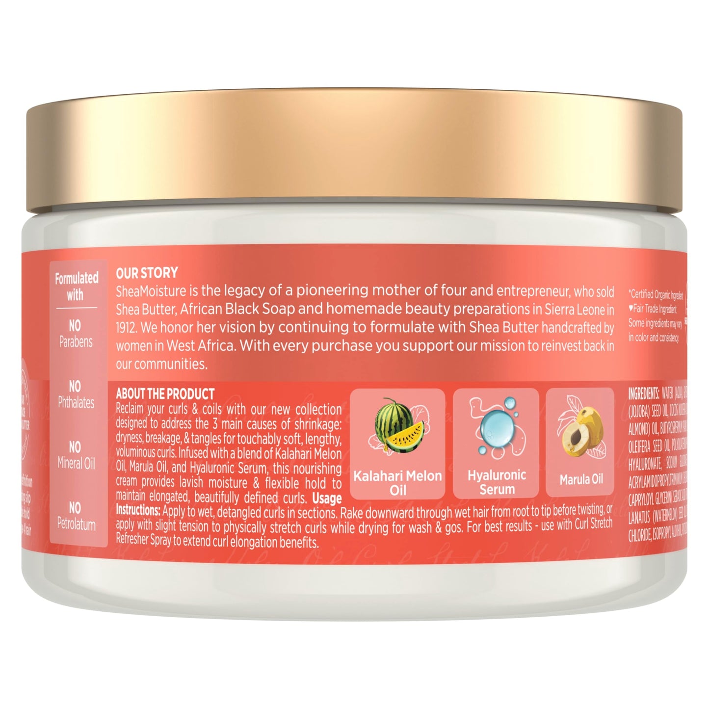 SheaMoisture Curl Stretch Multi-tasking Volume Cream Kalahari Melon Oil and a Tropical Vacation Scent With Hydrating Hyaluronic Serum, Defines Type 4 Beauty & Personal Care Shea Moisture