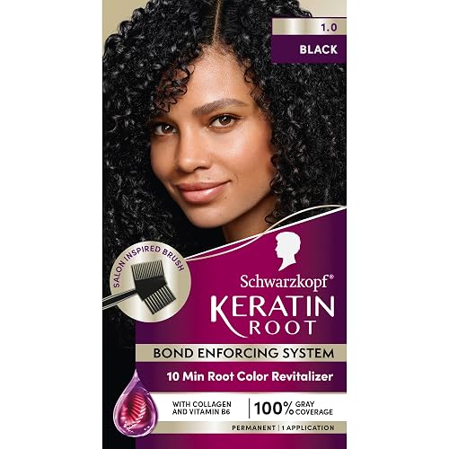Schwarzkopf Keratin Color Root Permanent Hair Color Kit, Black, 1 Application - Salon Inspired Permanent Hair Dye, for up to 80% Less Breakage vs Beauty & Personal Care Schwarzkopf