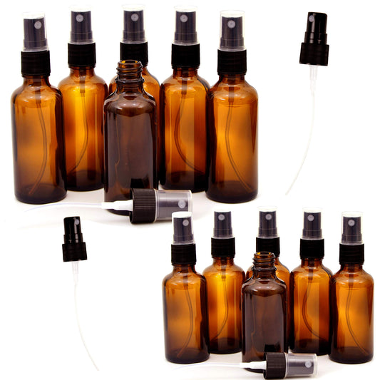 Youngever 12 Pack Empty Amber Glass Spray Bottles, 6 Pack 4 Ounce and 6 Pack 2 Ounce Refillable Containers for Essential Oils, Cleaning Products Beauty & Personal Care Youngever