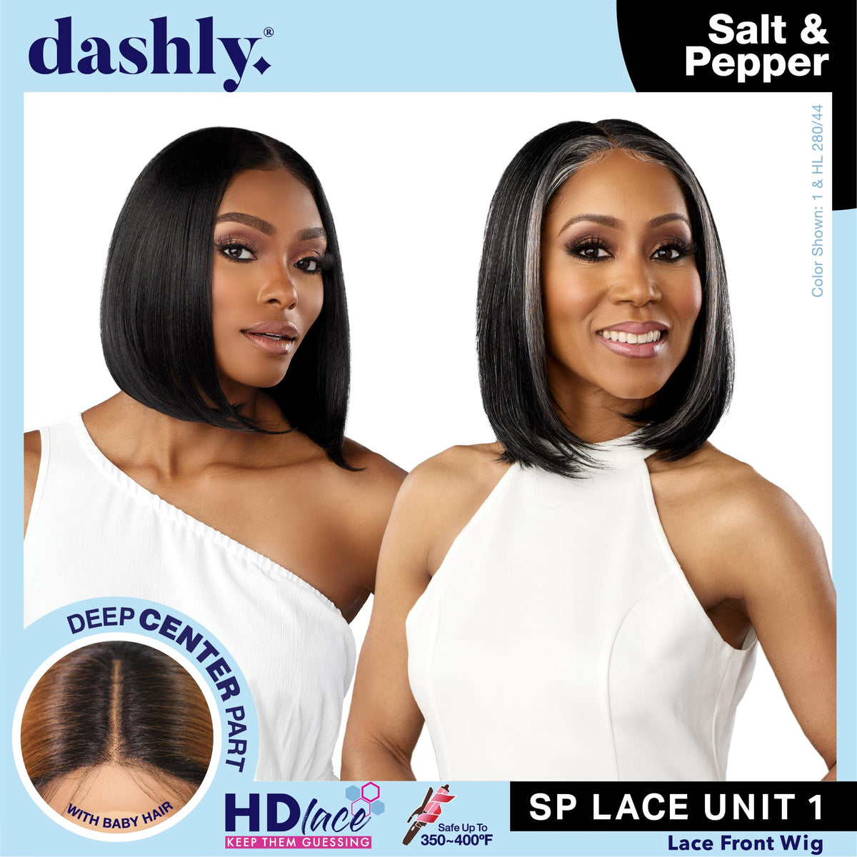 Sensationnel Dashly Lace Saltandpepper Wig-Sp Unit 1, HL1B/280