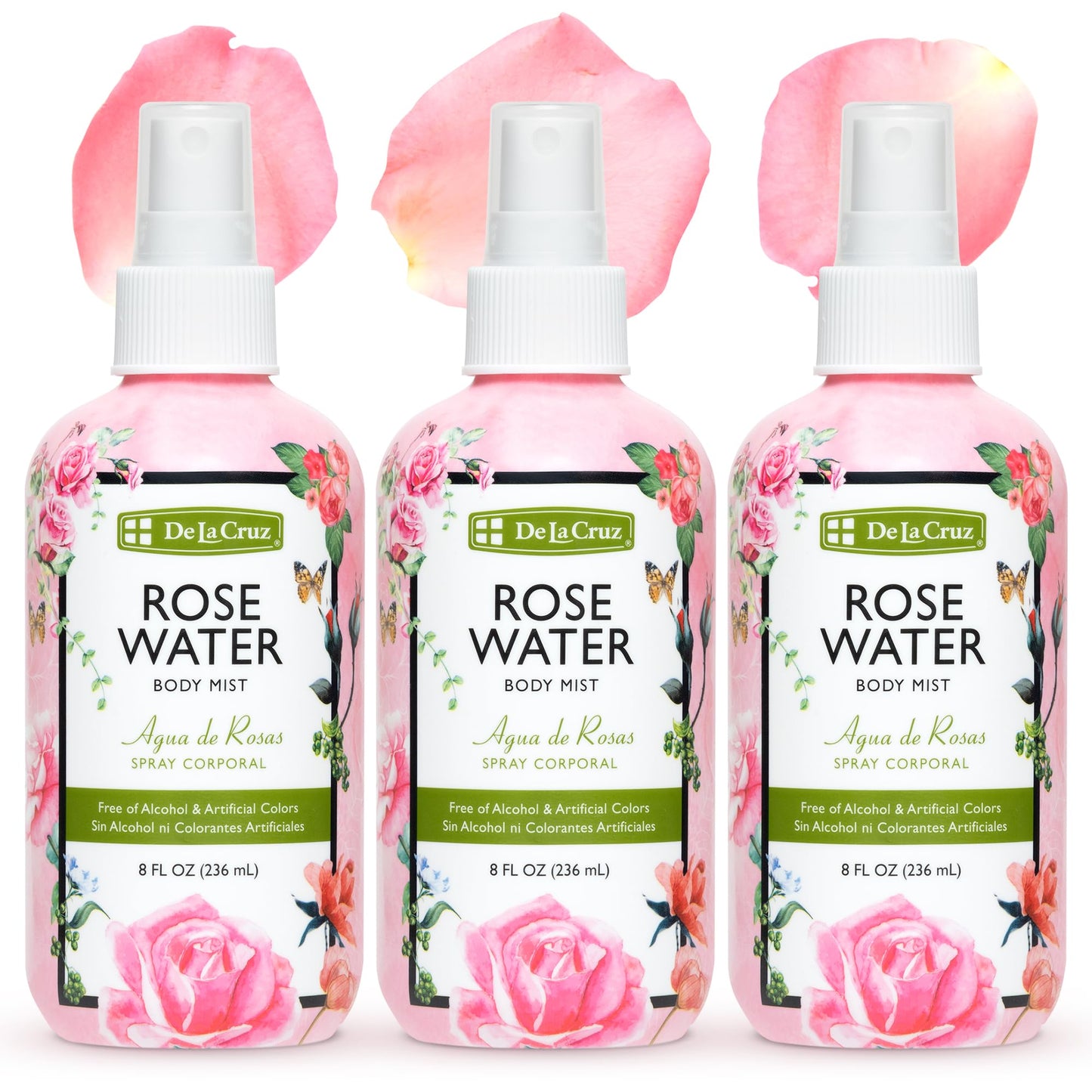 De La Cruz Pure Rose Water Body Mist,Rosewater Spray for Face, Skin & Hair, Rose Toner & Rose Water for Hair Alcohol Free, Paraben Free 8 fl oz (3 Beauty & Personal Care De La Cruz
