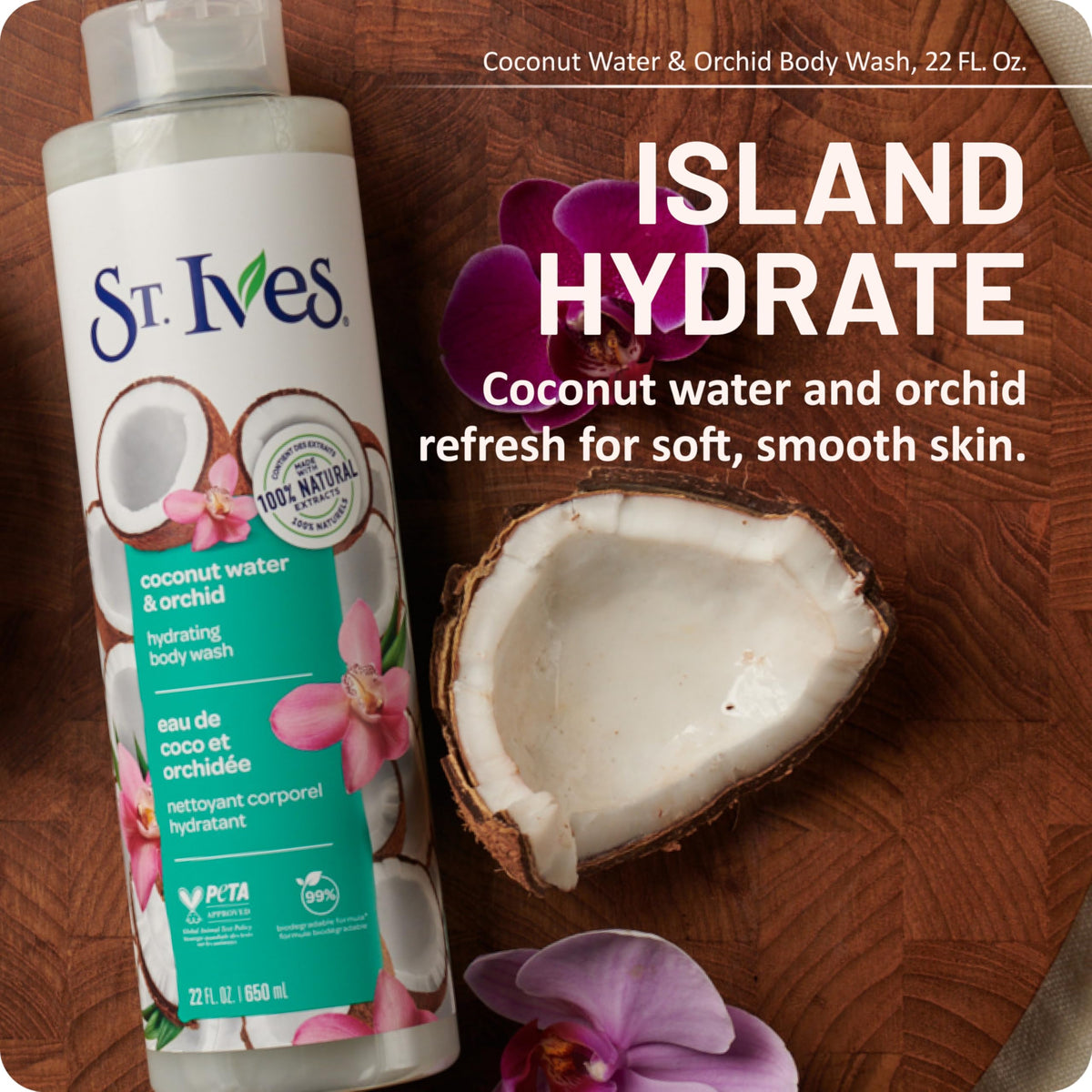 St. Ives Coconut Water & Orchid Hydrating Body Wash 100% Natural 22 oz. Beauty & Personal Care St. Ives