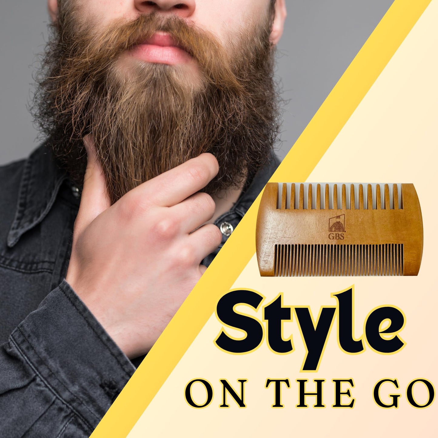 G.B.S Beard Natural Wooden Comb-Superior, Durable Quality, Tangles Eliminator, Anti-Static Anti Breaking, Beard straightener Comb- Provides Beard Beauty and Personal Care G.B.S