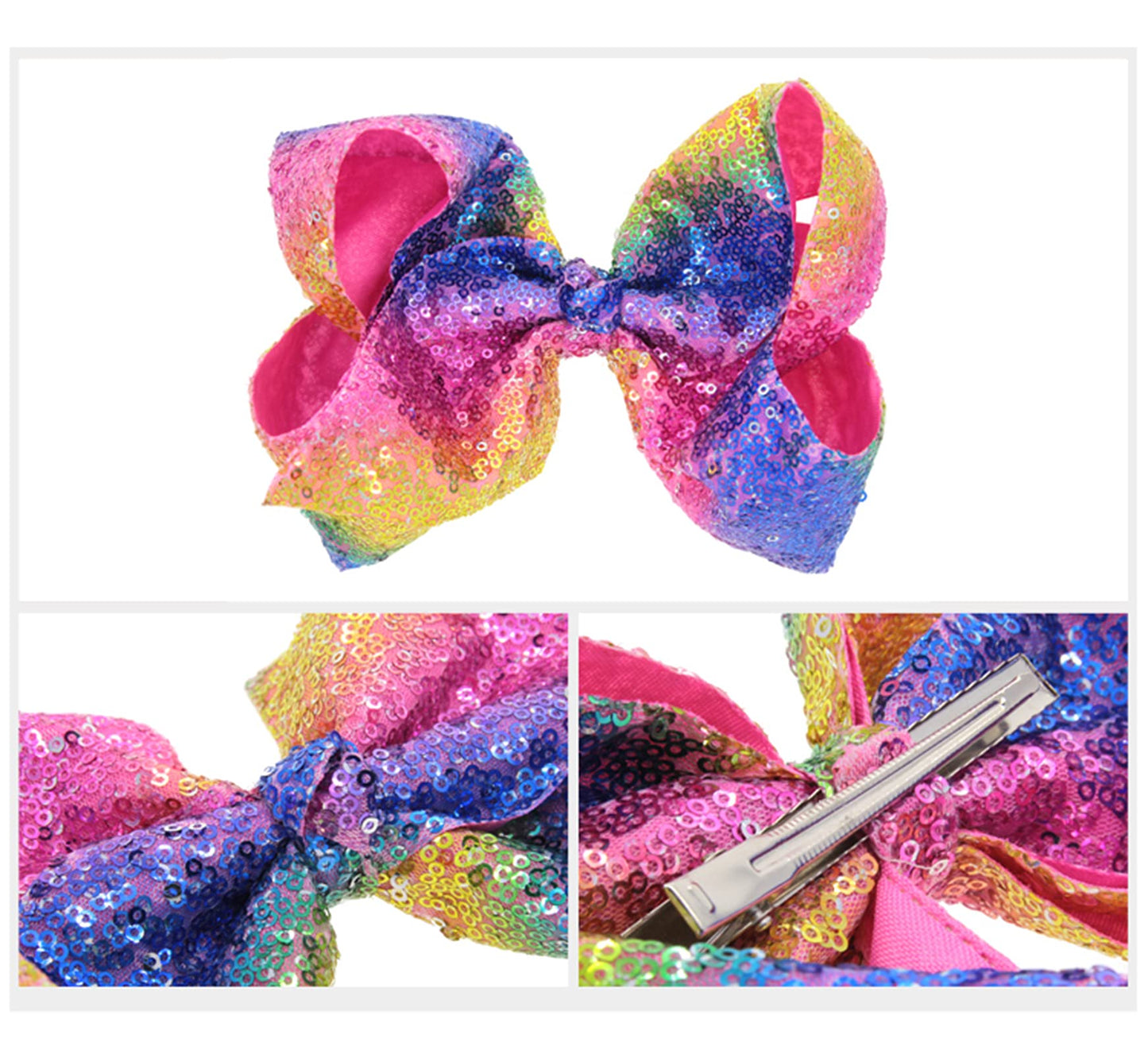 Xansema Hair Accessories: 8 Inches Sequin Alligator Barrettes for Women, Teens, and Girls (Rose) Beauty & Personal Care Xansema