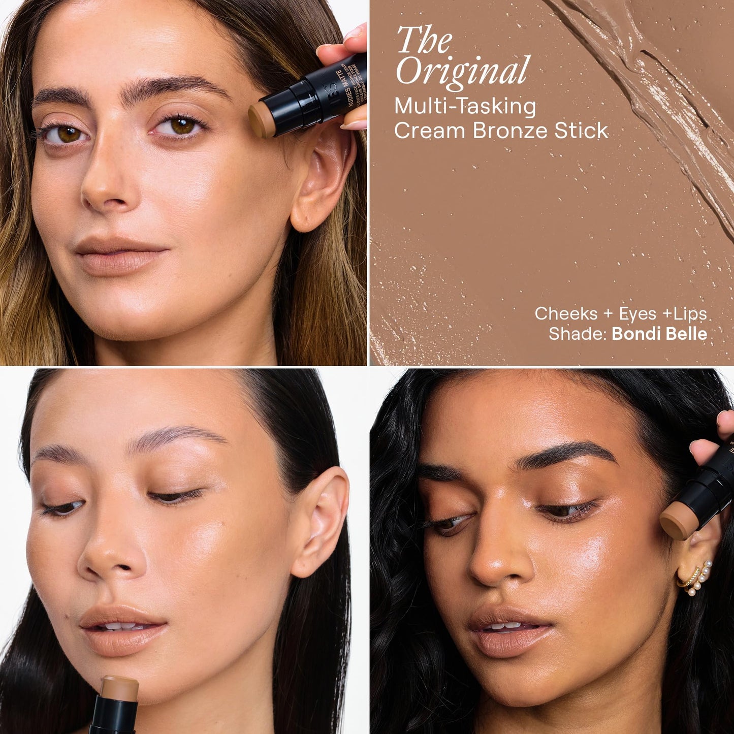Nudestix Nudies Bronze All Over Matte Bronzing Stick - 3-in-1 Cream Bronzer for Cheeks, Eyes & Lips with Built-In Brush | Natural Contour & Sun-Kissed Beauty & Personal Care Nudestix
