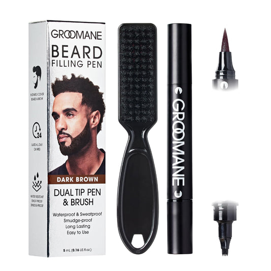 Red by Kiss GROOMANE Beard Filling Pen Comb, Dual Tip Brush Beard Enhancer for Natural Coverage, Waterproof & Smudge-Proof Beard Pencil, Easy Fill-In Beauty and Personal Care Red by Kiss
