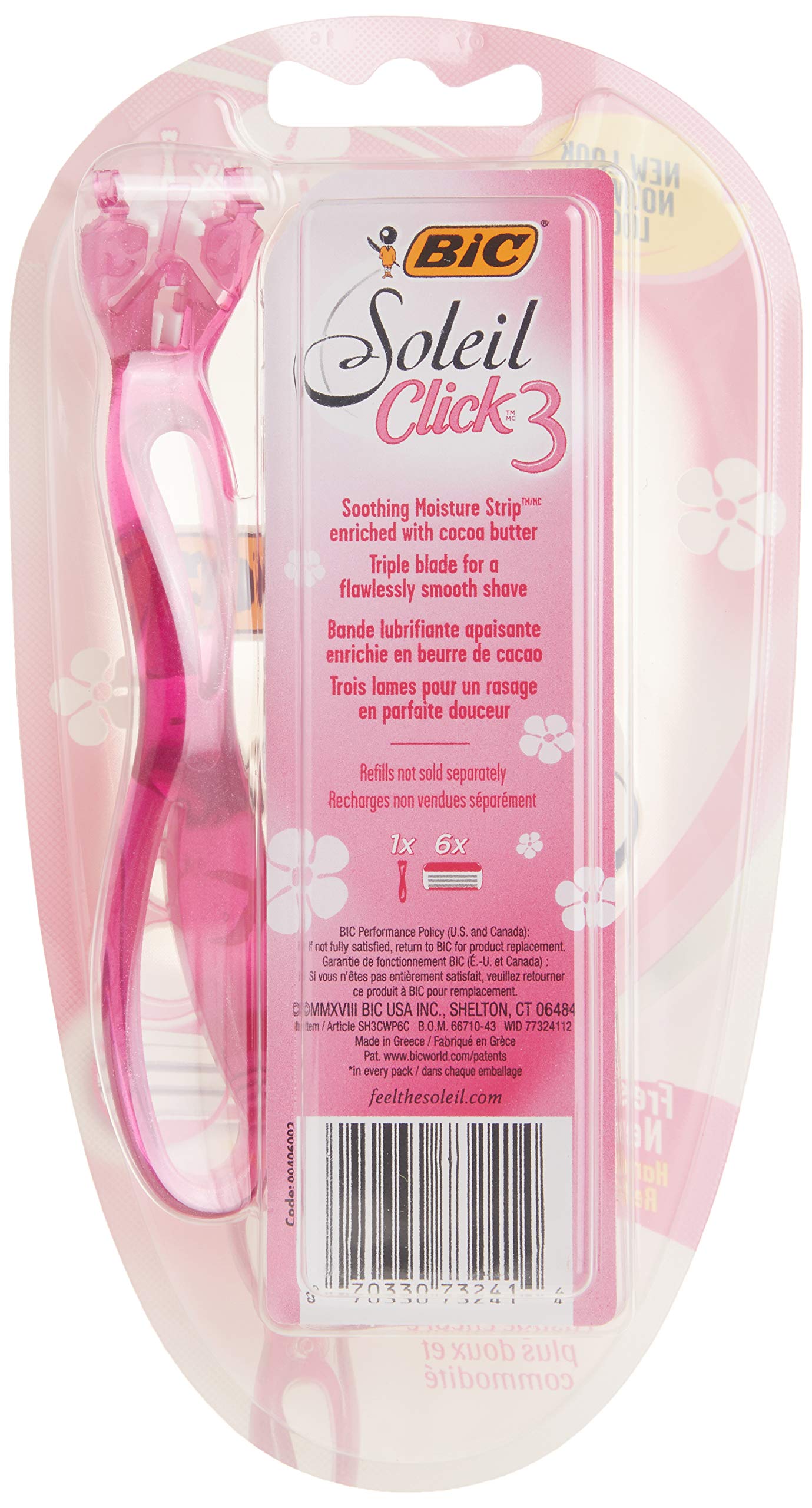 BIC Click 3 Soleil Women's Disposable Razors, 3 Blades With a Moisture Strip For a Smoother Shave, 12 Piece Razor Set Beauty & Personal Care BIC