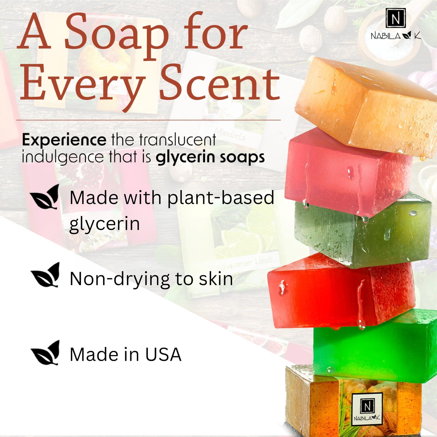 Nabila K Island Mojo Glycerin Bar Soap | Rich Coconut Scent | Natural, Vegan, Hypoallergenic | 100% Vegetable Glycerin, Sulfate-Free, Paraben-Free | Beauty & Personal Care Nabila K