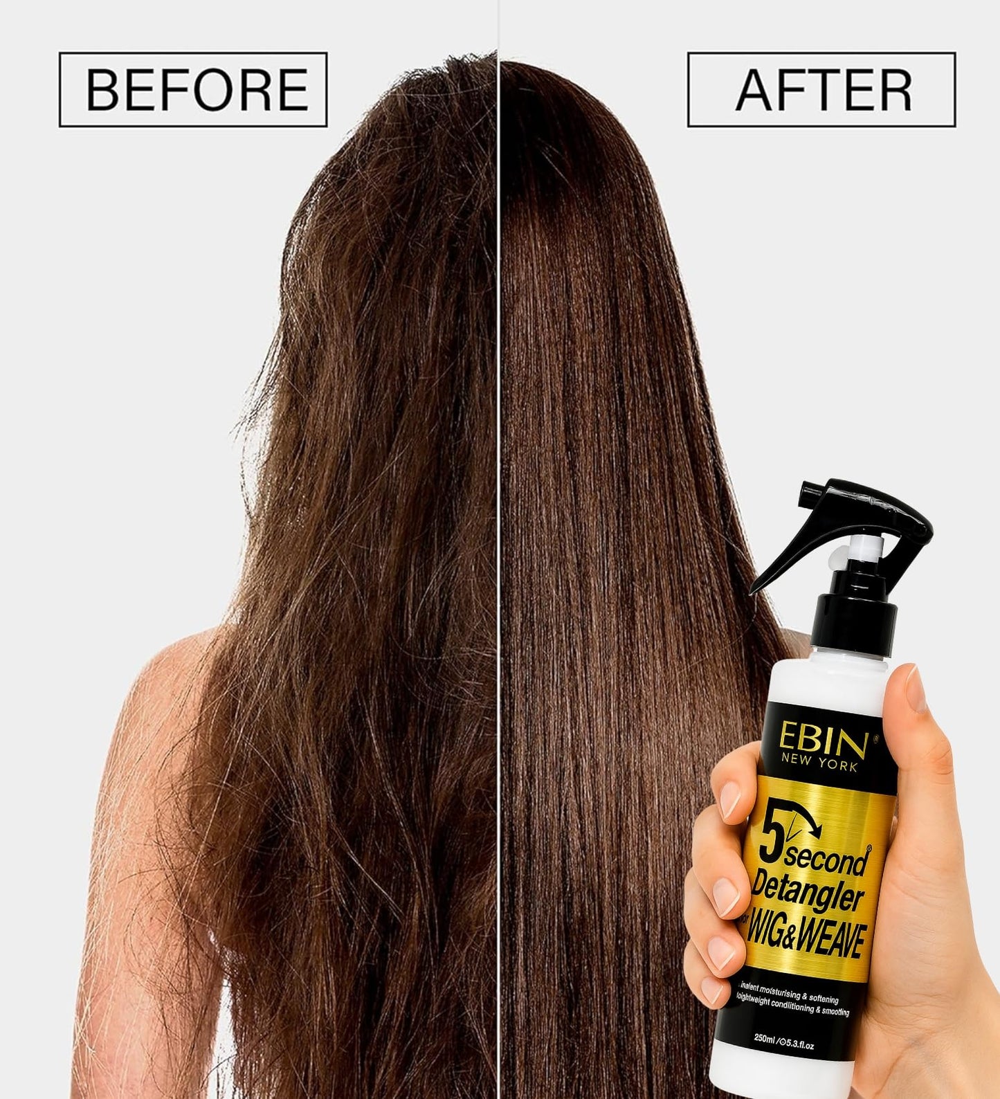 EBIN NEW YORK 5 Second Detangler - Moroccan Argan Oil Infused | Instant Moisture, Lightweight Conditioner | Softens, Smooths & Adds Shine | Wig Beauty & Personal Care EBIN NEW YORK