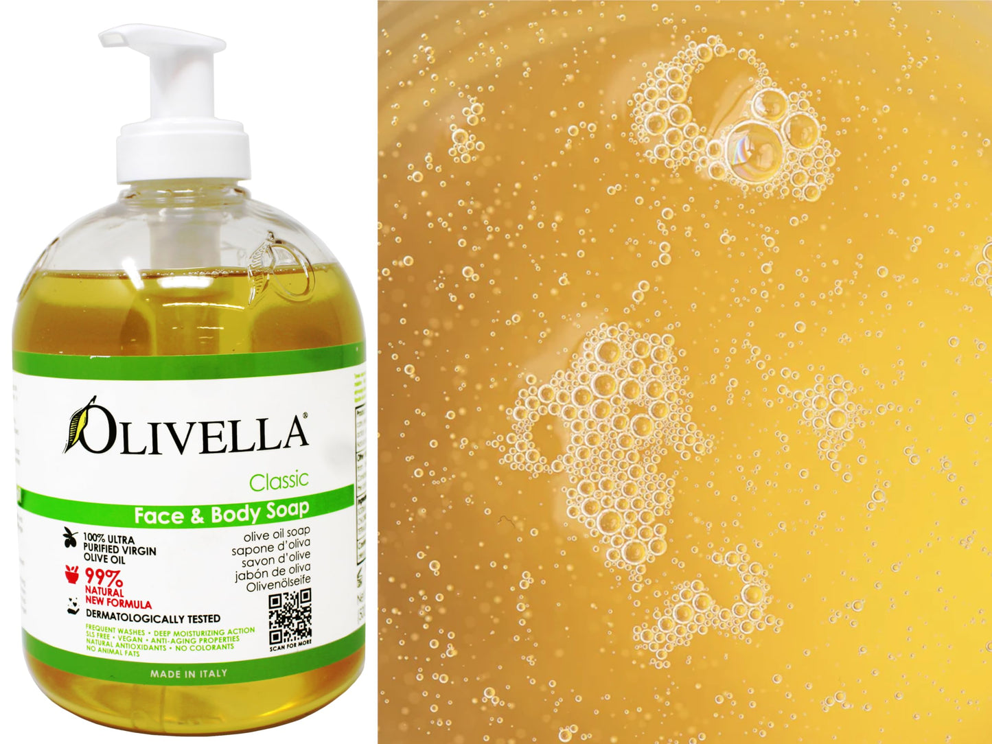 Olivella Classic Face and Body Soap with Ultra Purified Virgin Olive Oil, 16.9 Fl Oz - 4 Pack Beauty & Personal Care Olivella