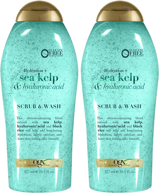 OGX Hydration + Sea Kelp & Hyaluronic Acid Sulfate-Free Lightly Moisturizing Body Scrub with Black Rice, Gentle Exfoliating Daily Body Wash to Soften Beauty and Personal Care OGX Default Title