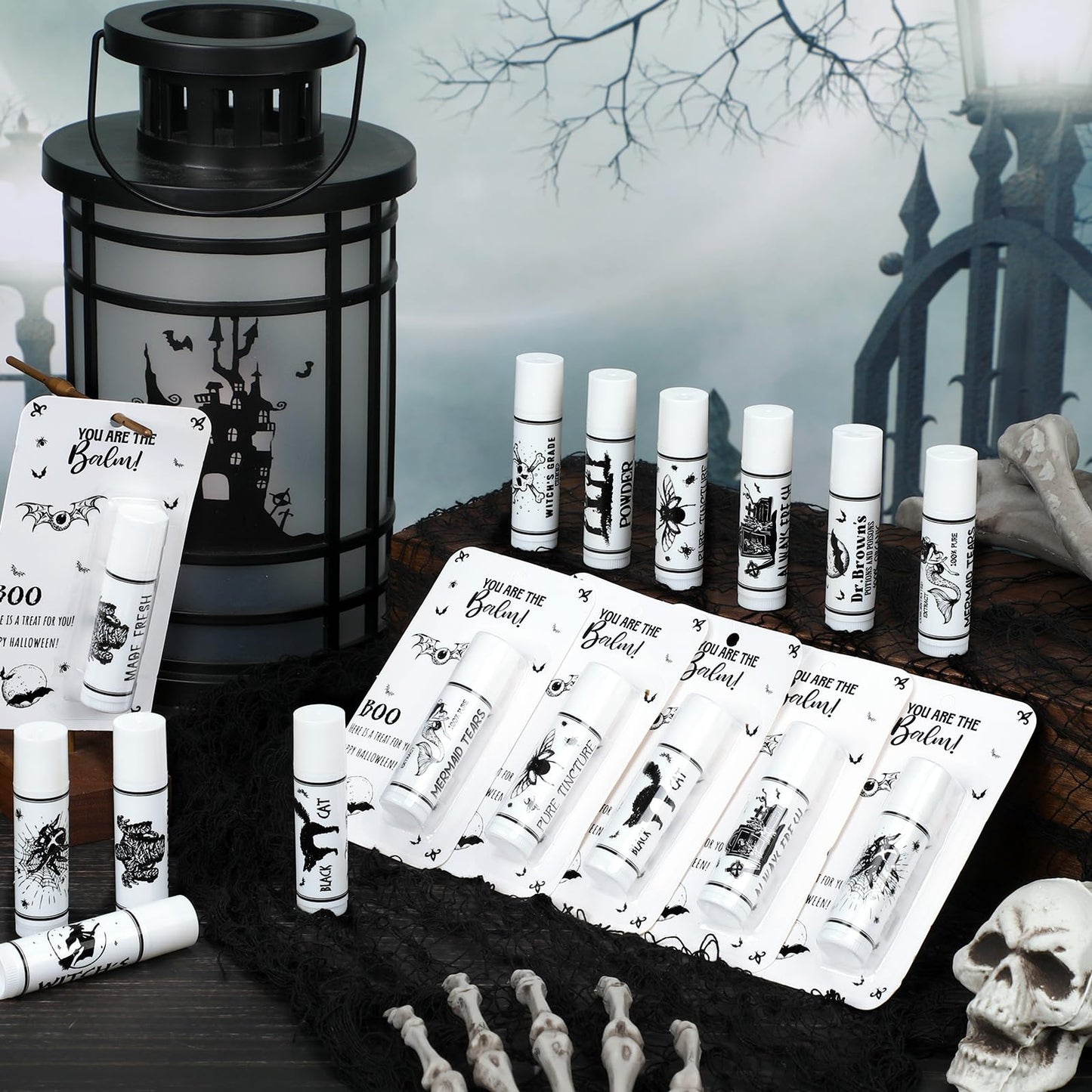 Sacubee 30 Pcs Halloween Party Favors Bulk Skull Lip Balms Gifts Vintage Spooky Halloween Party Gifts Appreciation Goodies Stuffers Small Thank You Beauty and Personal Care Sacubee