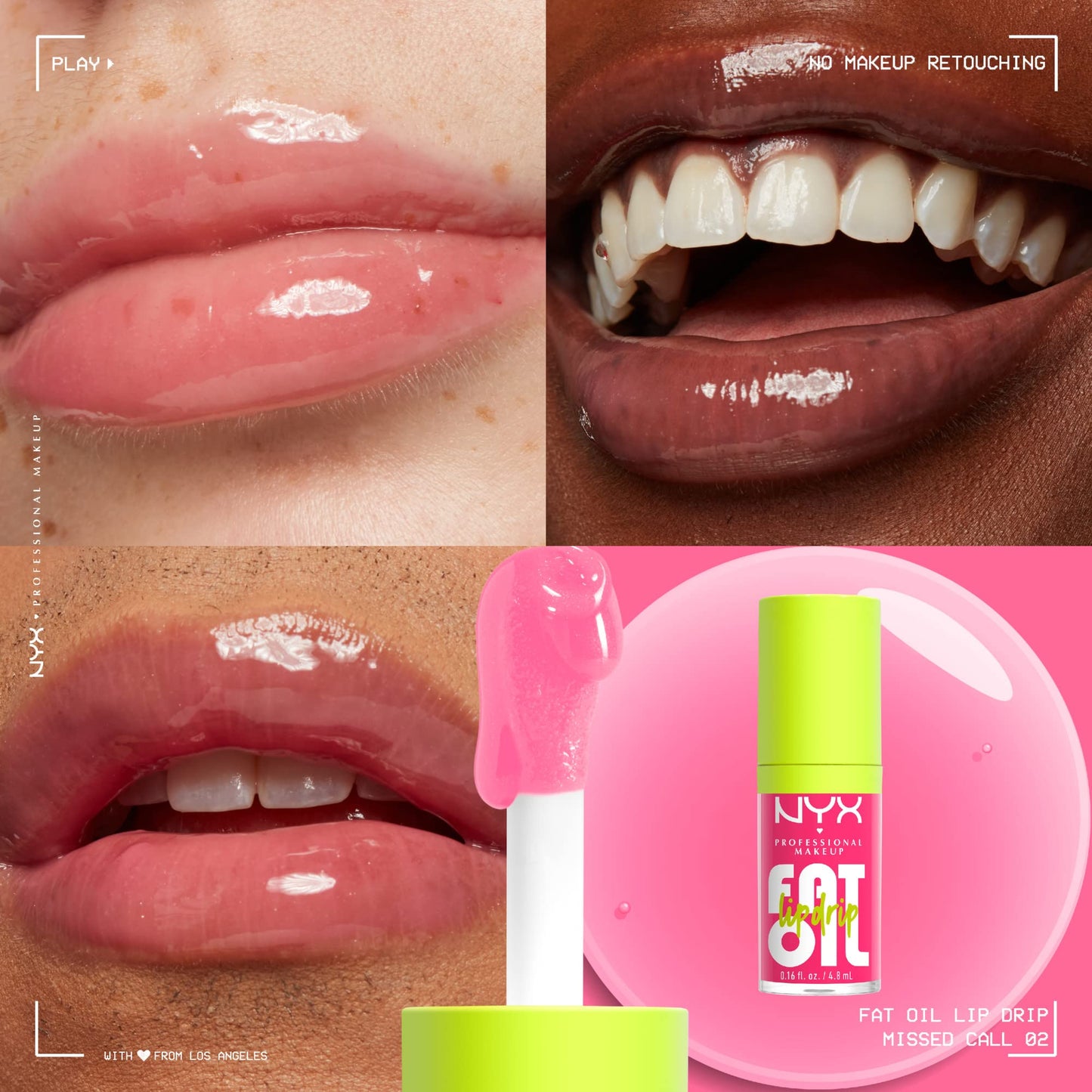 NYX PROFESSIONAL MAKEUP Fat Oil Lip Drip, Moisturizing Lip Oil Gloss, Vegan Tinted Formula, Up to 12 HR Hydration - Missed Call (Sheer Pink) Beauty & Personal Care NYX PROFESSIONAL MAKEUP