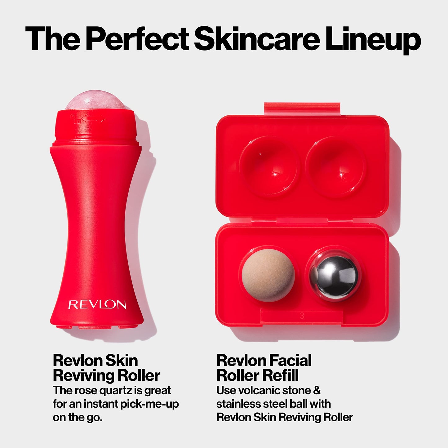 Revlon Oil Absorbing & Cooling Facial Roller Refill Pack with Volcanic & Stainless Steel Stones in Storage Case, Eco-Friendly, Easy to Clean, 1 count Beauty & Personal Care REVLON