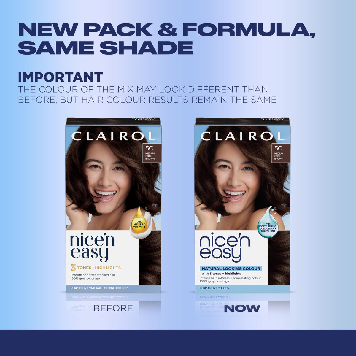 Clairol Nice'n Easy Permanent Hair Dye, 5C Medium Cool Brown Hair Color, Pack of 1 - Packaging May Vary Beauty & Personal Care Clairol