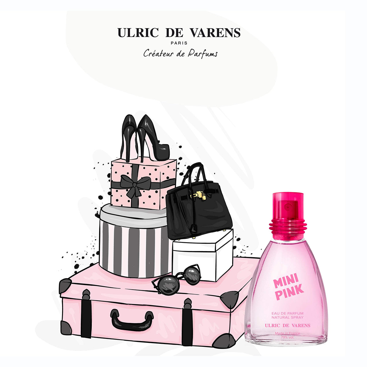 Ulric De Varens Mini Pink Eau de Parfum 25 ml- Youthful, Enchanting, and Fresh - Notes of Caramel, Bergamot, & Vanilla - Travel Size - .9 Fl Oz Beauty & Personal Care Ulric de Varens