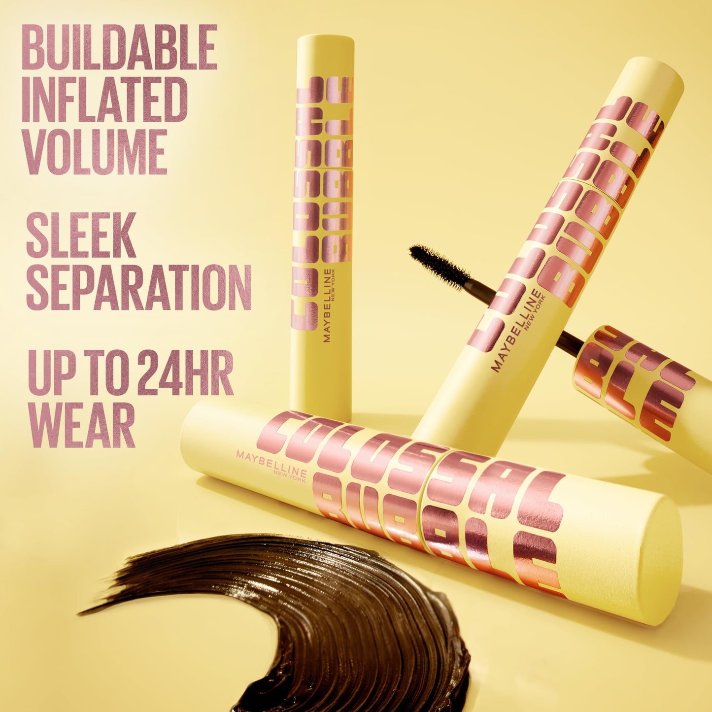 Maybelline The Colossal Bubble Washable Mascara, Buildable Mascara Volume and Length Formula for Bold, Separated Lashes, Blackest Black, 1 Count Beauty & Personal Care MAYBELLINE