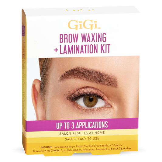 Gigi Eyebrow Waxing & Brow Lamination Kit, DIY At-Home Brow Shaping & Lifting, Hair Removal Strips & Brows Perm Lift Kit for Defined Fuller Eyebrows