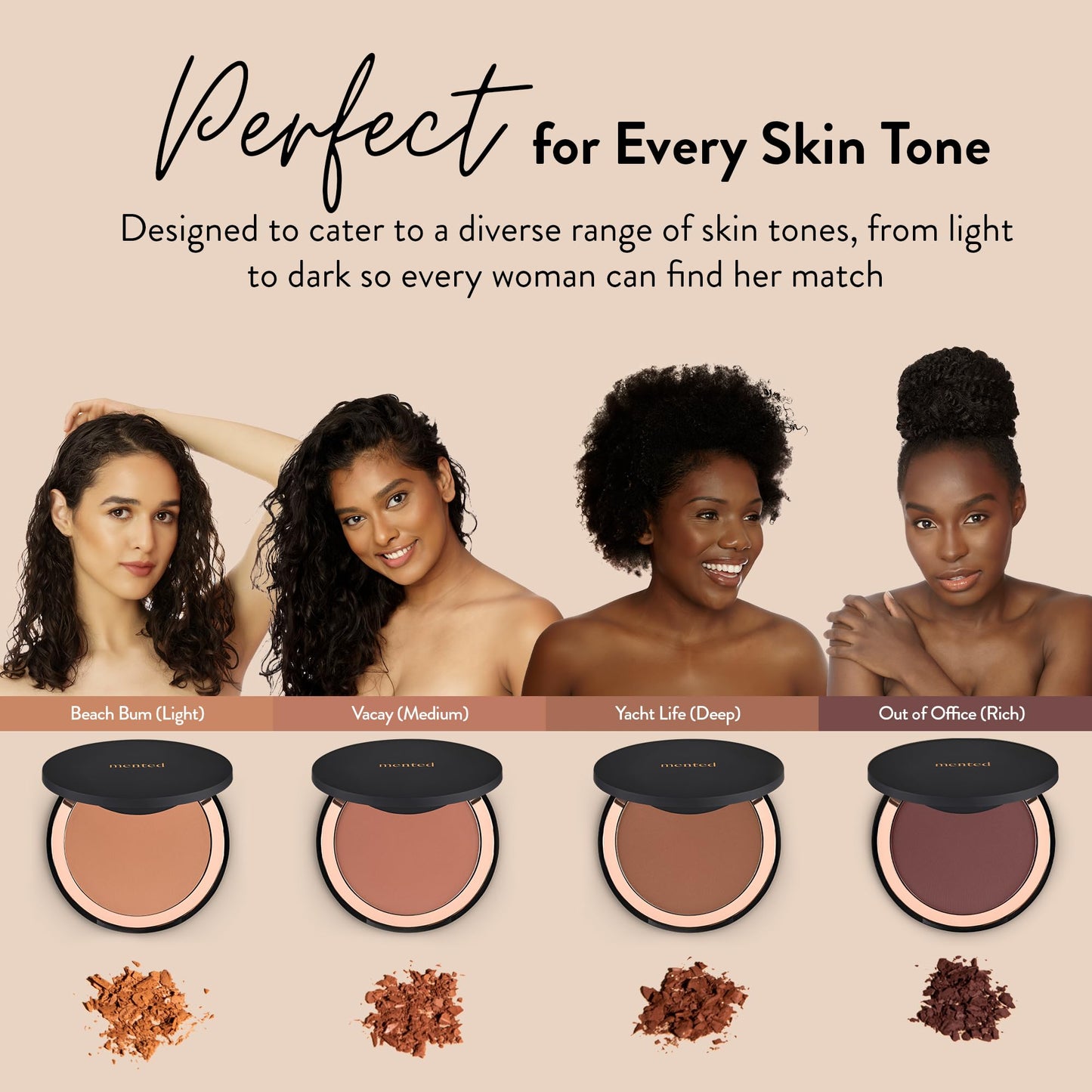 Mented Cosmetics Made in Italy, Cruelty Free Makeup, Vegan, Paraben Free, Shimmer Bronzer, Highlighter Bronzing Powder Palette for Face with Vitamin E Beauty & Personal Care Mented