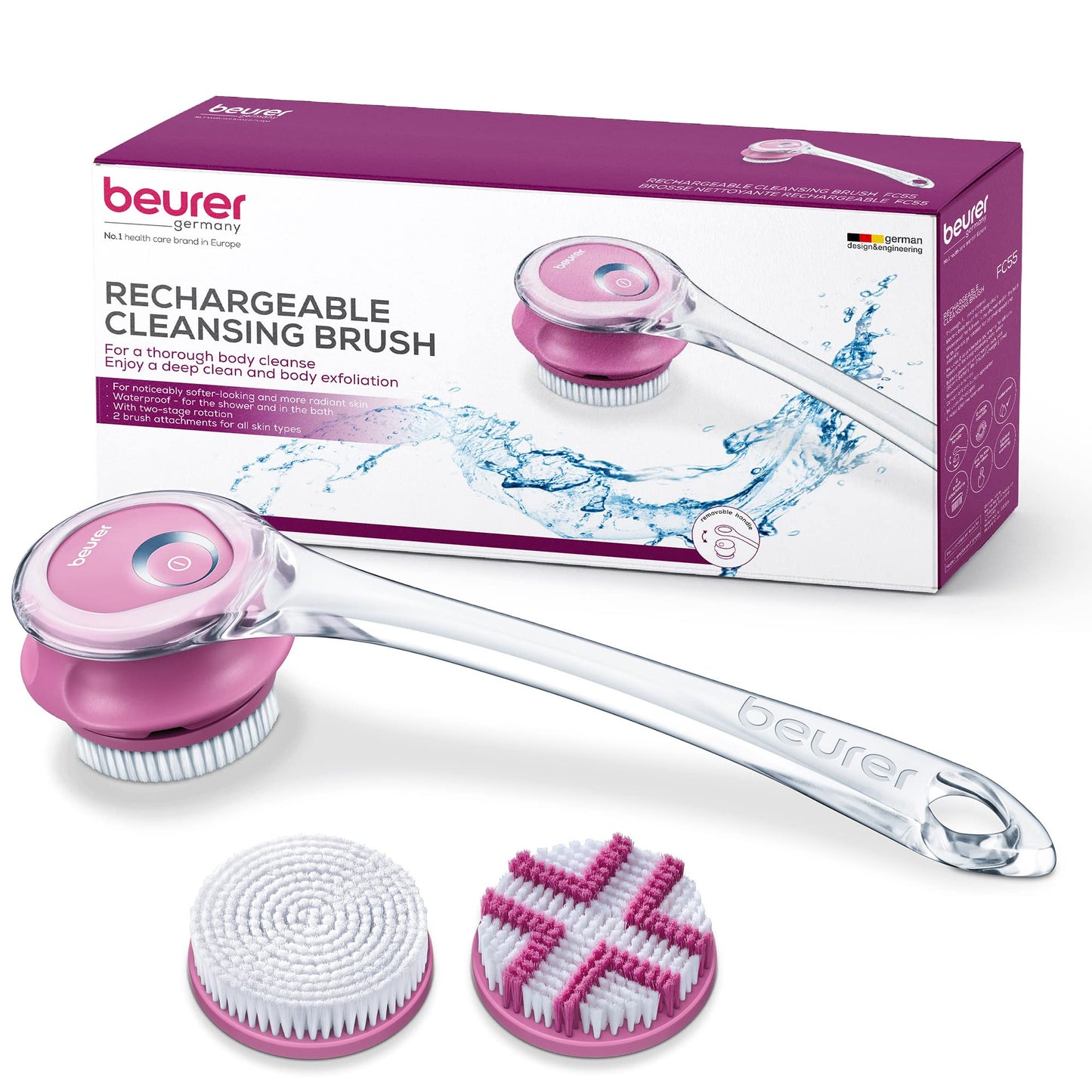 Beurer FC55 Electric Body Scrubber for Exfoliating and Massage, Waterproof for Showering, Cordless and Rechargeable, Spinning Skin Cleansing Brush Beauty & Personal Care Beurer