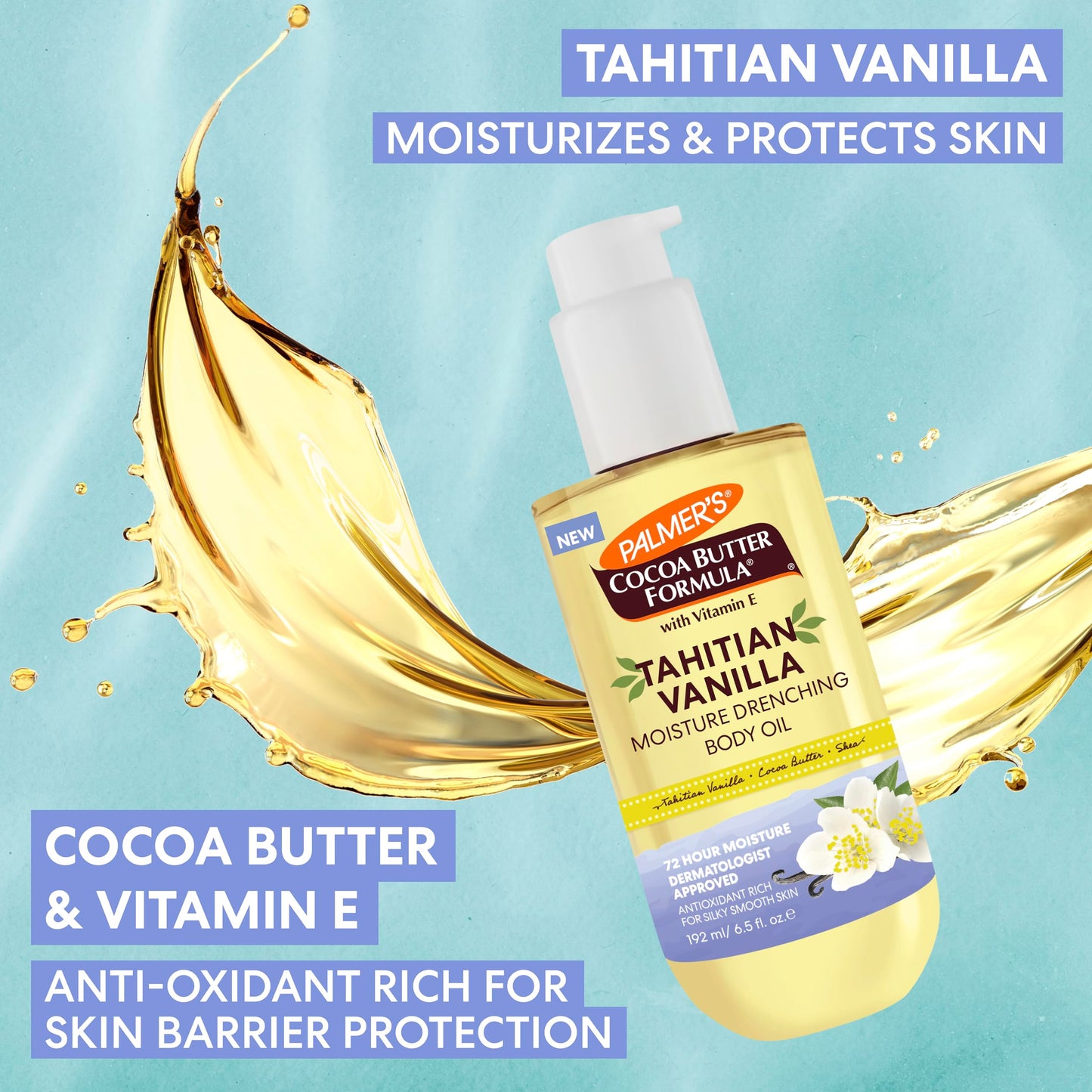 Palmer's Cocoa Butter Formula Body Oil, Moisture Drenching Tahitian Vanilla, 6.5 Oz, 72Hr Hydration with Shea Butter & Vitamin E for Softer Skin Beauty & Personal Care Palmer's