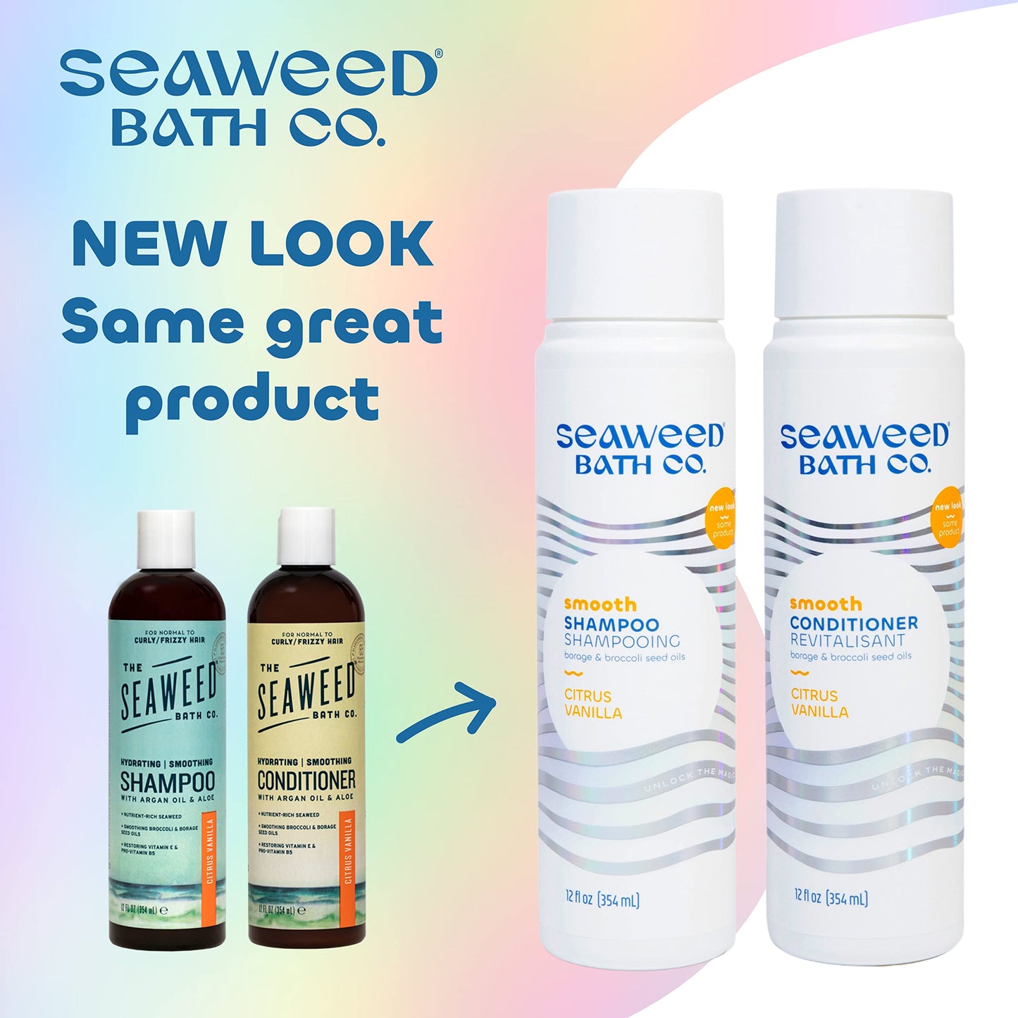 Seaweed Bath Co. Smooth Shampoo and Conditioner Set - Citrus Vanilla - Hydrate With Aloe, Borage Oil, and Broccoli Seed Oil for Sleek, Shiny Hair - 12 Beauty & Personal Care The Seaweed Bath Co.