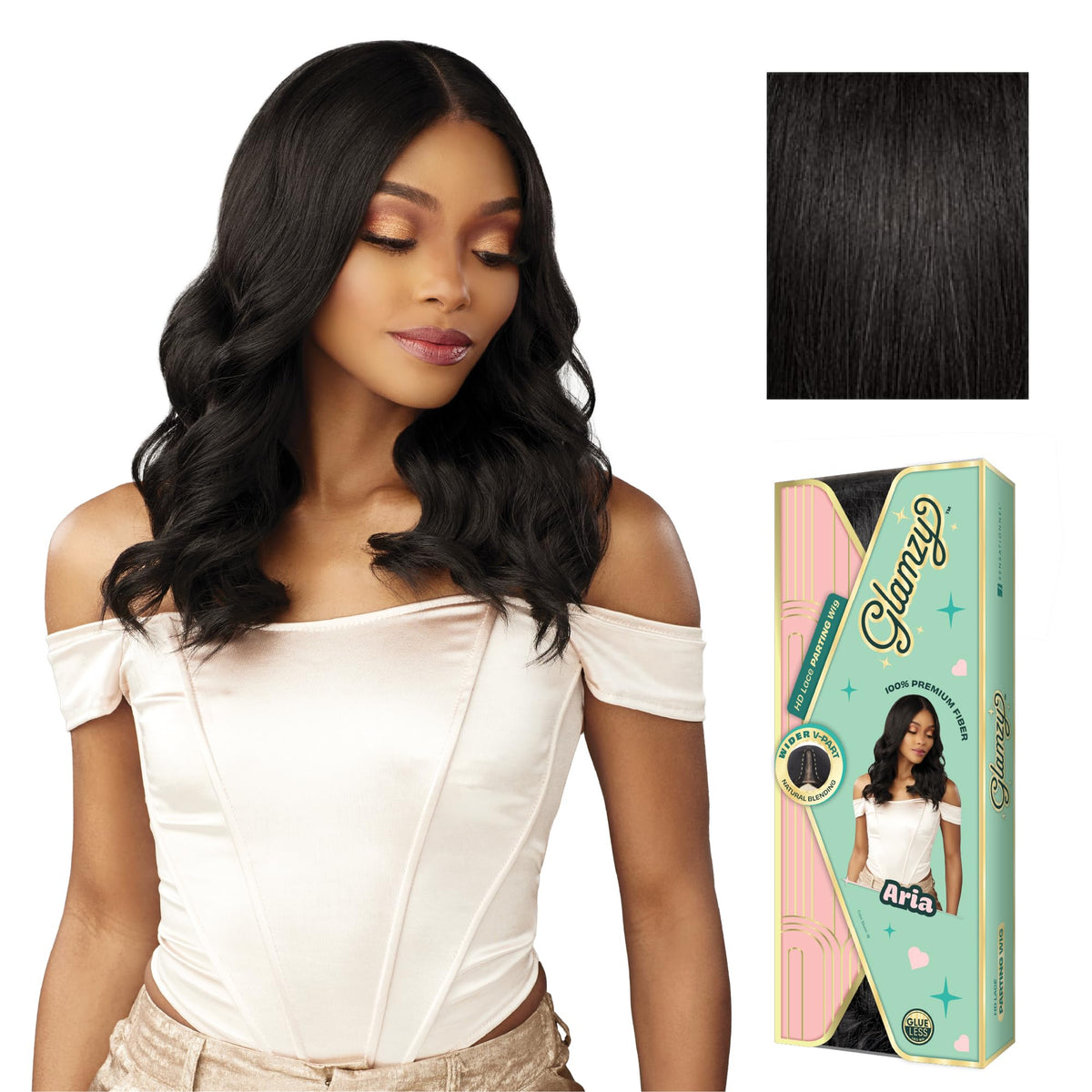 Sensationnel Glamzy Lace Part Wig-Aria, 1B OFFBLACK