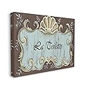 Stupell Industries La Toilette Aqua and Brown Scallop Shell Crest, Design by Bonnie Wrublesky Black Framed Wall Art, 24 x 30 Beauty & Personal Care Stupell Industries