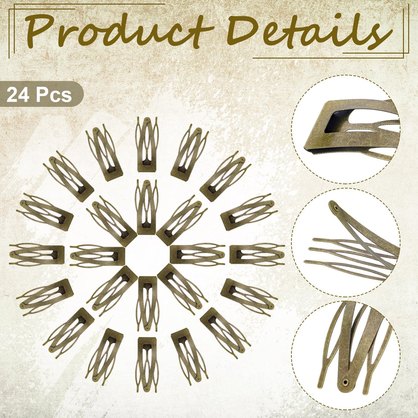 Chinco Ancient Bronze 24 Pcs Double Grip Hair Clips Metal Snap Clips Women Barrettes for Hair Making, Salon Supplies (2.8 Inch) Beauty and Personal Care Chinco