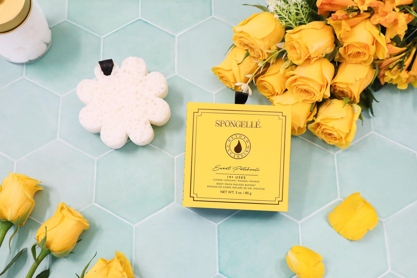 Spongellé Sweet Patchouli Wild Flower Bath Sponge with Box for Mothers Day Gift - Built-in Body Wash & Body Scrubber, Shower Loofah Sponge for Women Beauty and Personal Care SPONGELLÉ