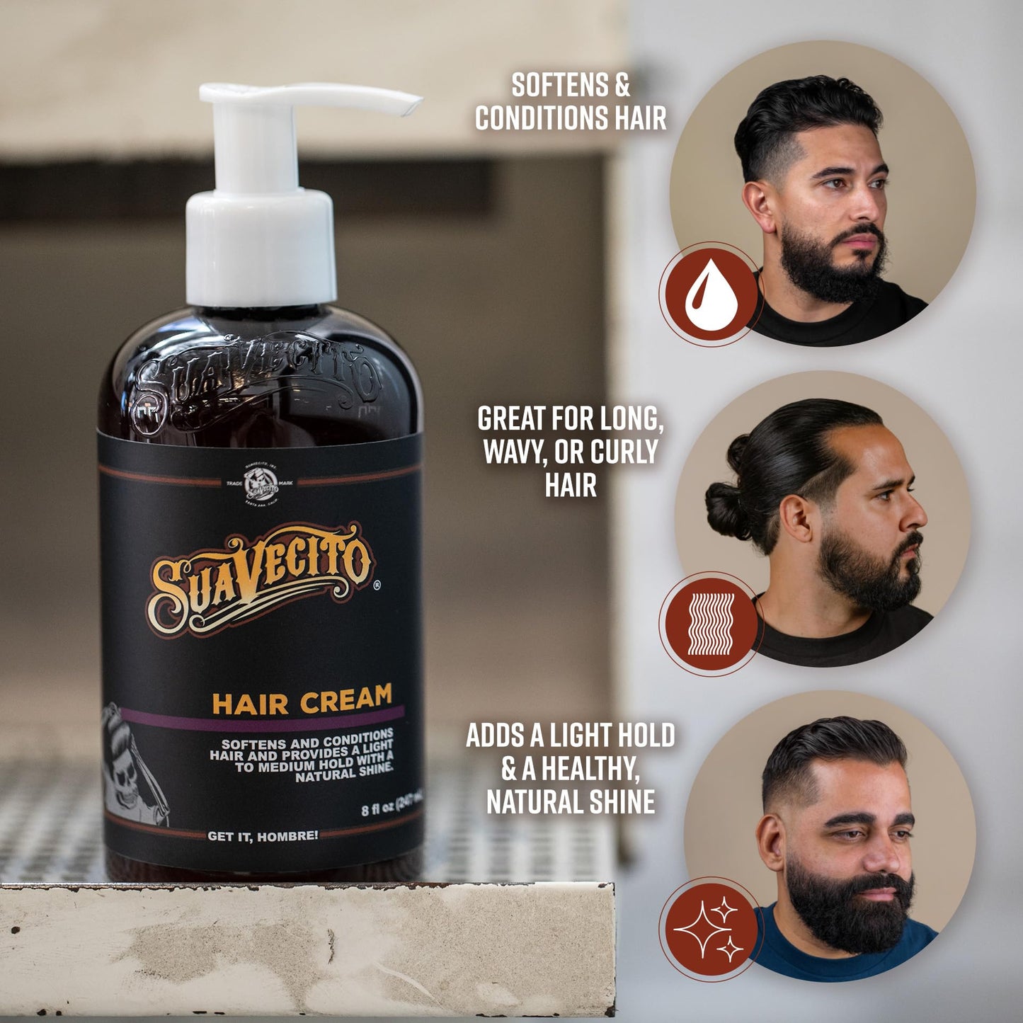 Suavecito Hair Cream Pump Bottle Medium Shine All Day Light Hold (16 oz) Beauty & Personal Care Suavecito