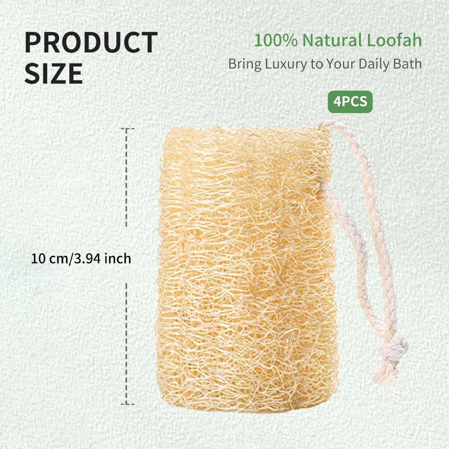 Organic Loofah Sponge, 4pcs Natural Loofah Sponge, Exfoliating Luffa Natural, Body Scrubber For Bathing, Organic for Shower and Kitchen Cleaning Beauty and Personal Care wyjbdwkzs