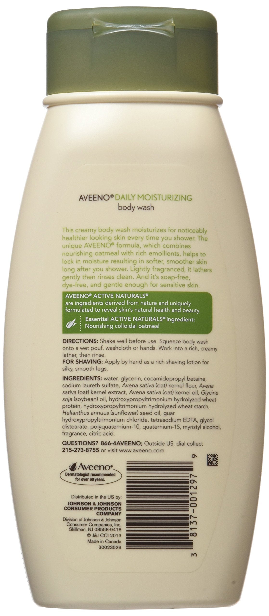 Aveeno Active Naturals Daily Moisturizing Body Wash with Natural Oatmeal, 18-Ounce Bottles (Pack of 3) Beauty & Personal Care Aveeno