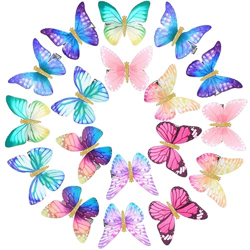 Boao 18 Pieces Butterfly Hair Clips Glitter Barrettes Fabric 90s Butterfly Snap Clips for Teens Women Hair Accessories DIY Crafts Wedding and Back Beauty & Personal Care Boao