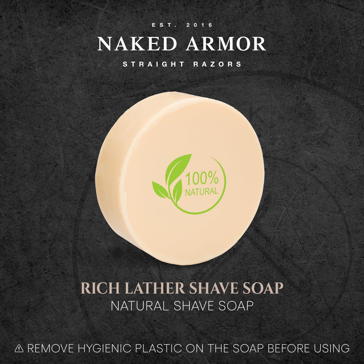 Naked Armor 3-Pack Natural Shave Soap Pucks - Wet Shaving Soap for Sensitive Skin - Organic Ingredients with Shea Butter & Eucalyptus - Premium Beauty and Personal Care Naked Armor