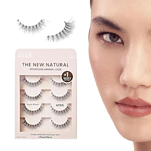 KISS The New Natural, False Eyelashes, 'Nude Blazer', 12mm, Includes 4 Pairs Of Lashes, Easy to Apply, Reusable Lash Clusters Beauty & Personal Care KISS